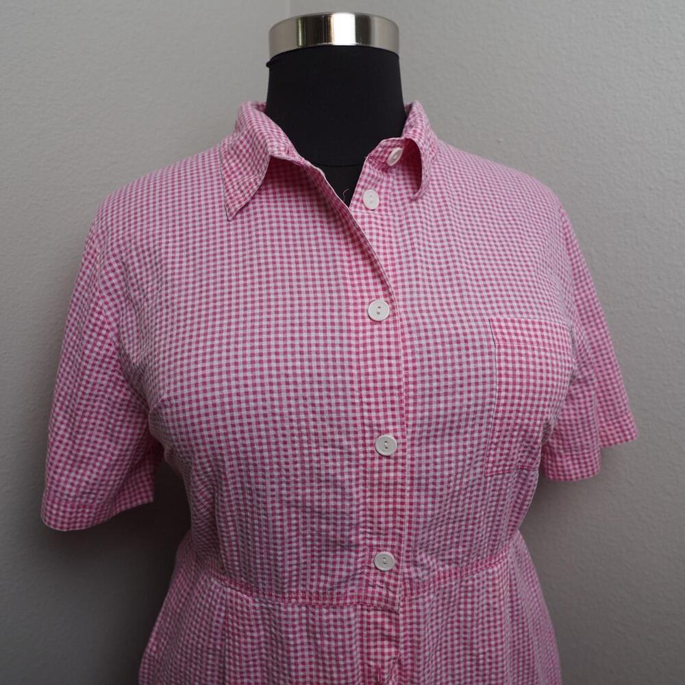 Vintage Pink Gingham Midi Dress Plus Size - Picture 2 of 5